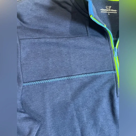 NWT Men’s Large Vineyard Vines Navy Blue Quarter-Zip Sweater - Picture 6 of 9